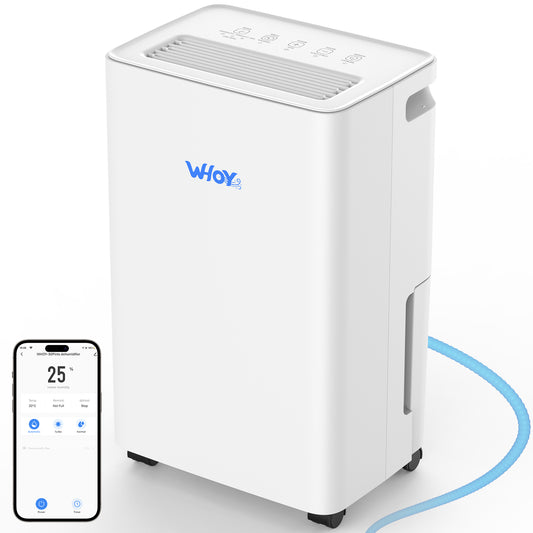 WHOY Dehumidifier for Home & Basement, 30-Pint, 2000 Sq. Ft. 1.6L Water Tank, Powerful Moisture Removal and Humidity Control, App-Controlled, Smart Humidity Control, Ideal for Bedrooms, Living Room