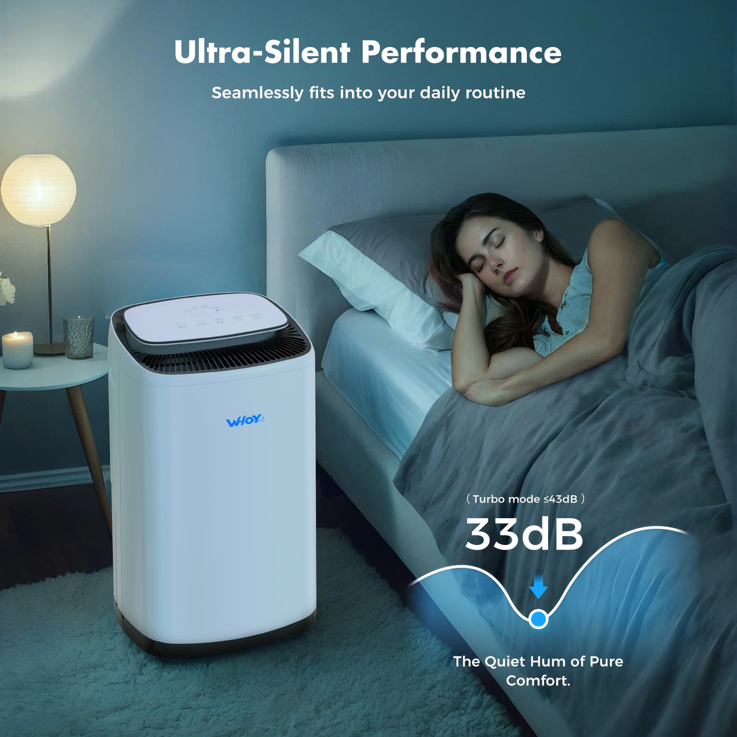 WHOY Dehumidifier for Home, 50-Pint, 4500 Sq. Ft. Basement & Large Rooms, 8L Water Tank with Drain Hose, App-Controlled Smart Humidity Control, Quiet, Auto Shutoff, Ideal for Bedrooms, and Bathrooms